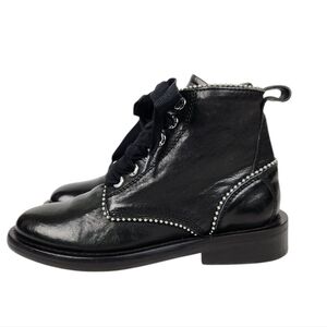 Zadig & Voltaire Paris Laureen Roma Studs Black Leather Ankle Boot Women Size 37